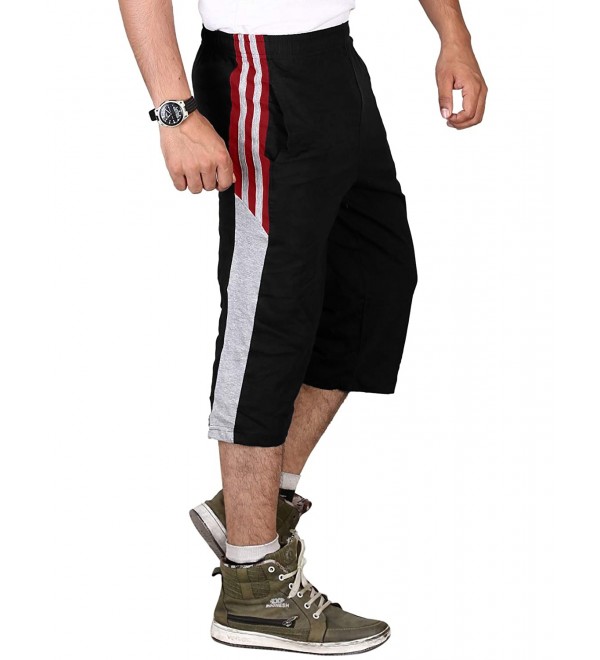 Stylcozy Mens Cotton Blended Regular Fit 3/4th Capri (SCMC08_Black)