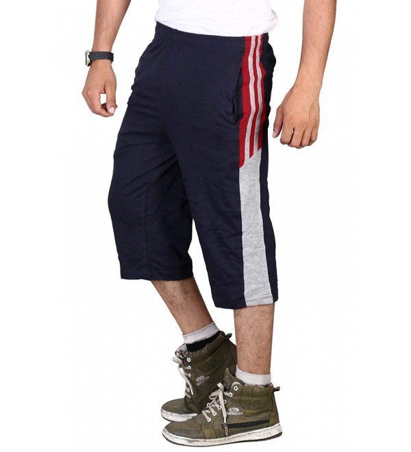 Stylcozy Mens Cotton Blended Regular Fit 3/4th Capri (SCMC10_Navy Blue)