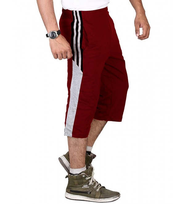 Stylcozy Mens Cotton Blended Regular Fit 3/4th Capri (SCMC12_Maroon)