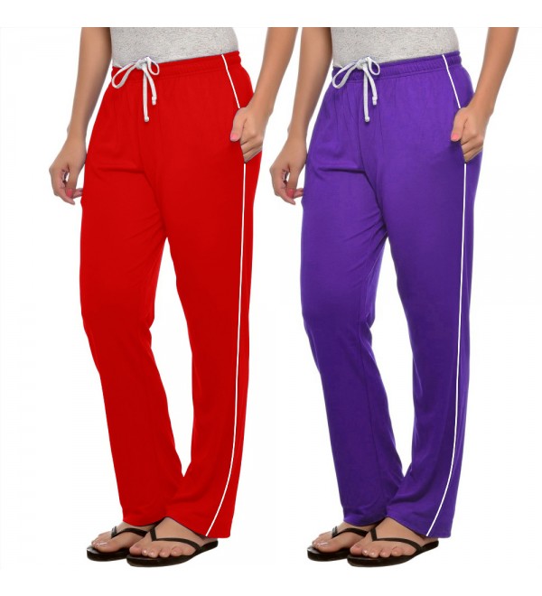 Stylcozy Red, Purple Colour Cotton Pocket Women Lower